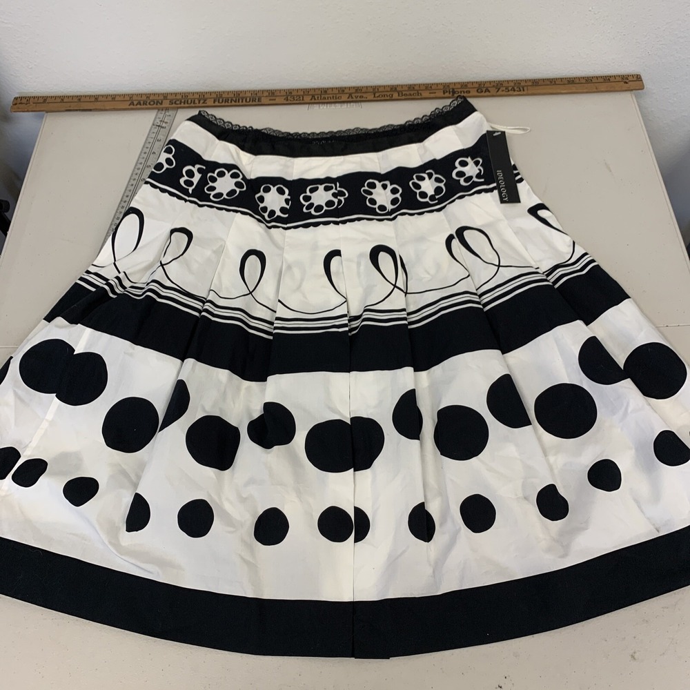 Ideology Black White Santa Fe Polka Dot Cotton Skirt SZ 12 L Tag